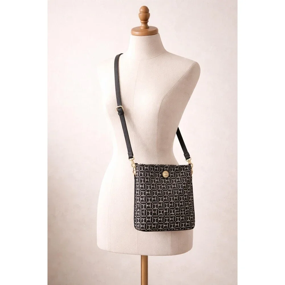 Tommy Hilfiger Monogram Canvas Crossbody Bag: Classic Preppy Shoulder Purse